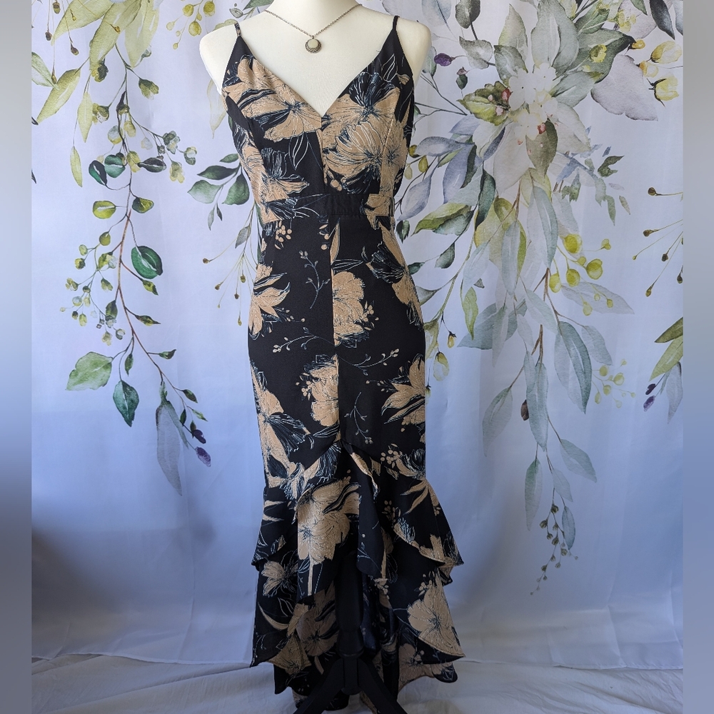 Lulu's High Low Mermaid Floral Dress - Picture 1 of 9